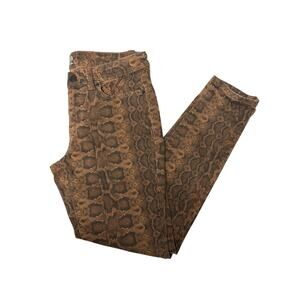 a.n.a A New Approach Womens Copper Brown Snake Print Skinny Jeans size 10